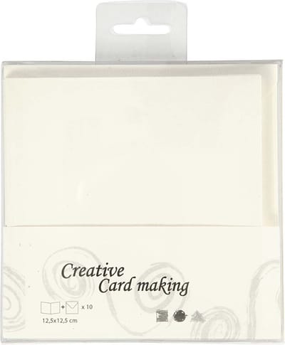 Kaarten & Enveloppen, afmeting kaart 12,5x12,5 cm, afmeting envelop 13,5x13,5 cm, off-white, 10 set