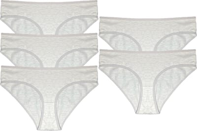 Amora - Dames ondergoed, Dames slip, Lingerie, Slips - 5 stuks - Egyptisch katoen - Grijs - S