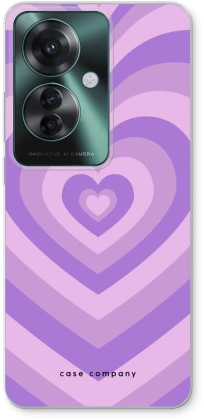 Case Company® - Hoesje geschikt voor Oppo Reno 11 F hoesje - Hart Paars - Soft Cover Telefoonhoesje - Bescherming aan alle Kanten en Schermrand