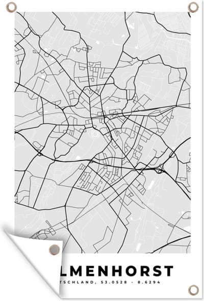 Muurdecoratie Delmenhorst - Kaart - Stadskaart - Duitsland - Plattegrond - 120x180 cm - Tuinposter - Tuindoek