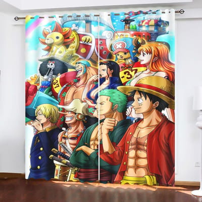 Monkey D Luffy Home Cartoon Gordijn One Piece Schattige Print Lichtfilterende Gordijnen Woonkamer Slaapkamer Hitte- en Zonbescherming 100x140cm