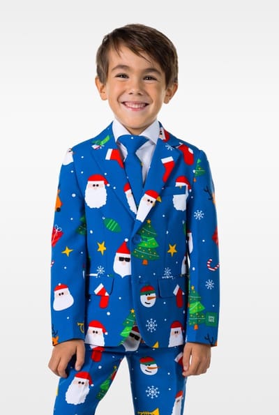 OppoSuits Festivity Blue - Kids - Kerstpak - Kerst Outfit - Kerst - Blauw - Maat 110/116