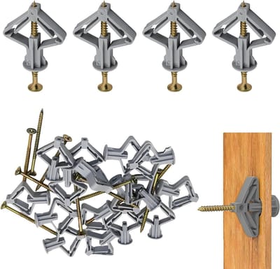 50 Stuks Holle Ruimte Dübels met Schroeven, Butterfly Spreiddübels voor Gipsplaten, Ideaal voor Bevestiging aan Plafonds en Muren, Geschikt voor Gipsvezelplaten en Plafondpanelen