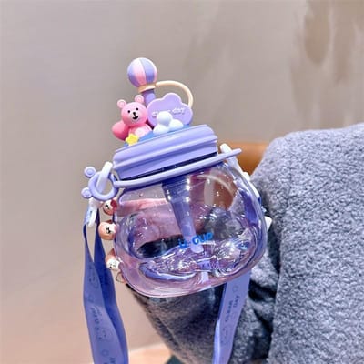 Kinderwaterflessen met rietje voor meisjes 820 ml grote capaciteit schattige kinder kawaii cartoonfles voor schoolreizen 820ml