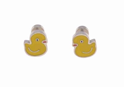 WeLoveSilver oorstekers - kind - zilverkleurig - speels eendje