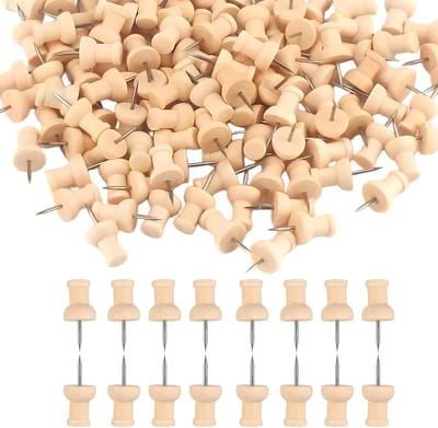 Houten Punaises - Prikspelden Set - Decoreren Bord - Met Houten Kop - 50 Stuks - Niet Gespecificeerd