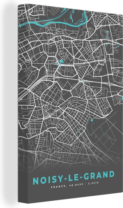 Canvas Schilderij Kaart – Stadskaart – Noisy-le-Grand - Plattegrond – Frankrijk - 20x30 cm - Wanddecoratie