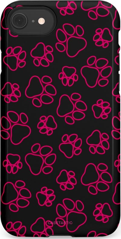 Casetastic Hoesje Geschikt voor Apple iPhone 7/8/SE - Stijlvolle Beschermende Duo-layer Case - Neon pootjes