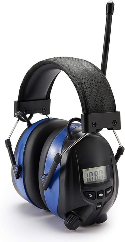 SAVI® Oorkappen met Radio - Oorbescherming met Bluetooth – Gehoorbescherming met Radio – Blauw - ‎18cm x 12cm x 10cm