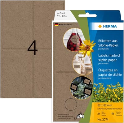 Multipurpose-etiketten, 52 x 82 mm, silphie-papier, permanent, om met de hand te beschrijven