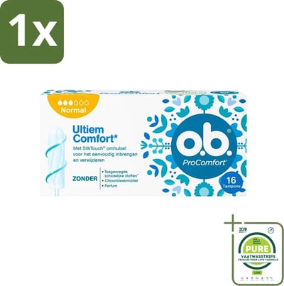 1 x o.b. Tampons - ProComfort Normal - Voor Betrouwbare Bescherming & Comfort - 16 Tampons - Tampons - Menstruatiebescherming - Comfortabele Tampons - Plantaardige Tampons - Chloorvrije Tampons