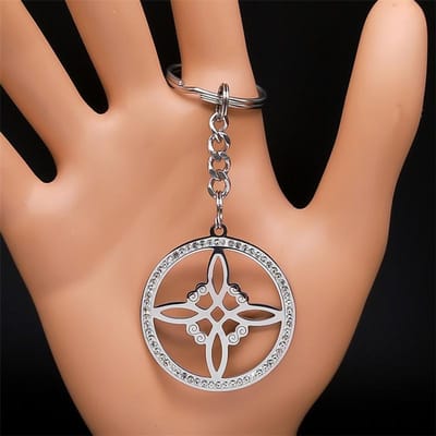 AFAWA Collier Nœud de Sorcière Wicca pour Femmes/Hommes Acier Inoxydable Cristal Amulette de Sorcellerie Bijoux Collier Nudo De La Bruja beige
