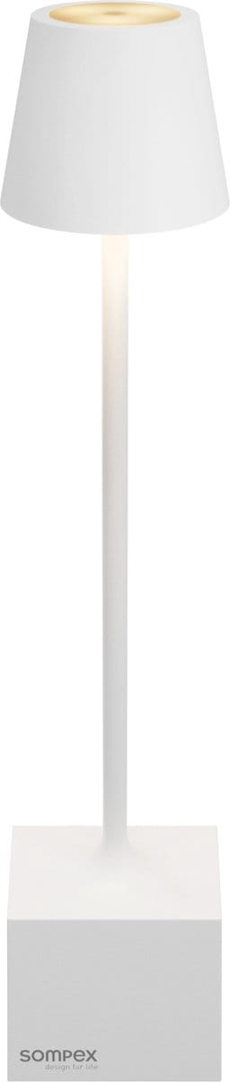 Sompex | Tafellamp Dave | Wit | Accu | Dimbaar / 29,5cm hoog / tafellamp / ideaal zonder snoer / oplaadbaar met bijgeleverde kabel / kan zonder snoer overal neergezet worden