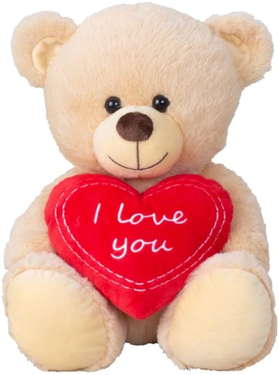 Knuffelbeer Met Hartje - Valentijns Kado - Voor Man En Vrouw - Romantisch Cadeau - Teddybeer Met Strik En Hartje - 30 Cm - Knuffel Pluche