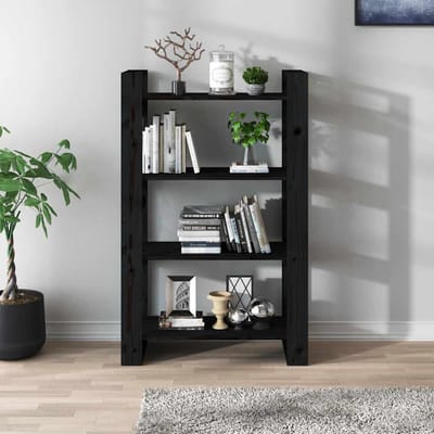 vidaXL - Boekenkast/kamerscherm - 80x35x125 - cm - massief - grenenhout - zwart