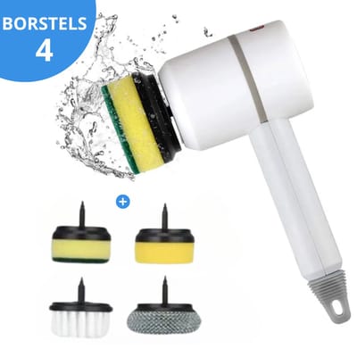 Elektrische Afwasborstel - Reinigingsborstel - Multifunctionele Afwas - Usb Oplaadbare Elektrische Roterende Scrub - Borstel Huishoudelijke Apparaat Schoonmaak Afwas Gadget Slim Gemakkelijk Afwassen - Wit