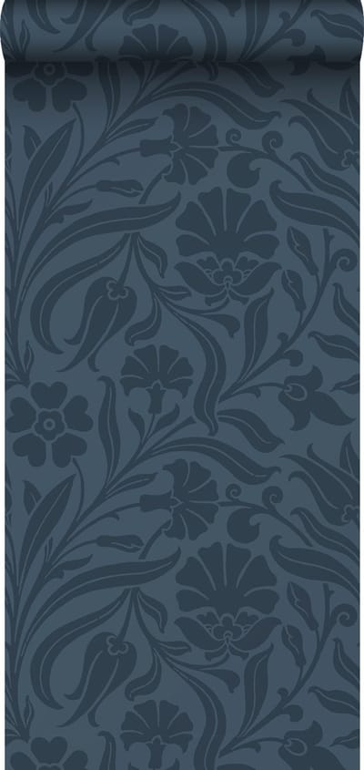 ESTAhome behang bloemen donkerblauw - 53 cm x 10.05 m - 139296
