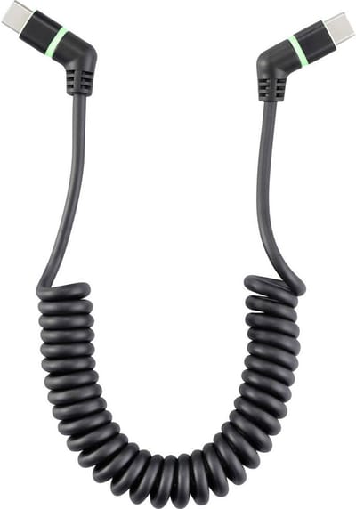 Renkforce RF-6713692 USB-kabel USB 2.0 USB-C stekker, USB-C stekker 1.50 m Zwart Connectoren 360° draaibaar, Spiraalkabel