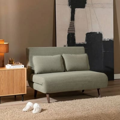 Bronx71® Slaapbank 1,5 persoons Kristian gerecyclede stof groen - Logeerbed - Vouwbed - Slaapstoel - Zetelbed