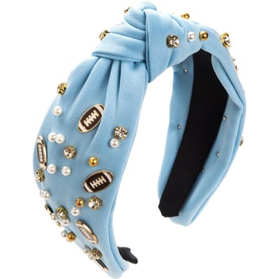 Leuke American Football Haarband Parel Strass Versierd Geknoopte Hoofdband Haarring Breed Bovenstuk 0