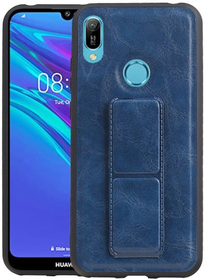 Grip Stand Hardcase Backcover - Telefoonhoesje - Achterkant Hoesje - Geschikt voor Huawei Y6 2019 - Blauw