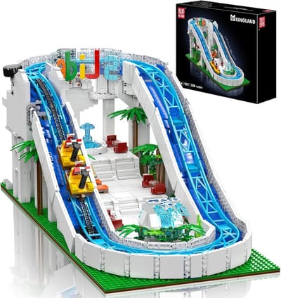 Mould King 11021 Waterglijbaan attractie bouwset | Kermis architecture ideas modelbouw | Technisch creator classic speelgoed bouwpakketten voor volwassenen & kinderen | Expert icons muziekdoos | Motor niet geschikt voor Lego technic | 2088 bouwstenen