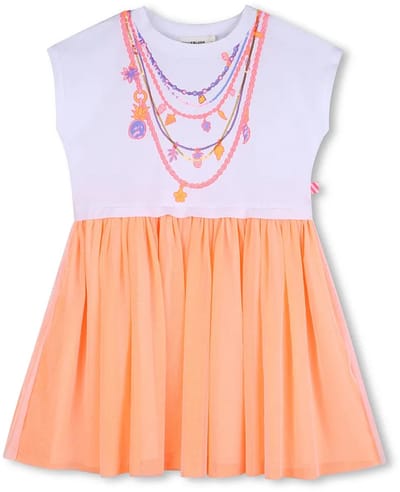 Billieblush U21838 Mouwloze Jurk Wit,Oranje 10 Years Meisje