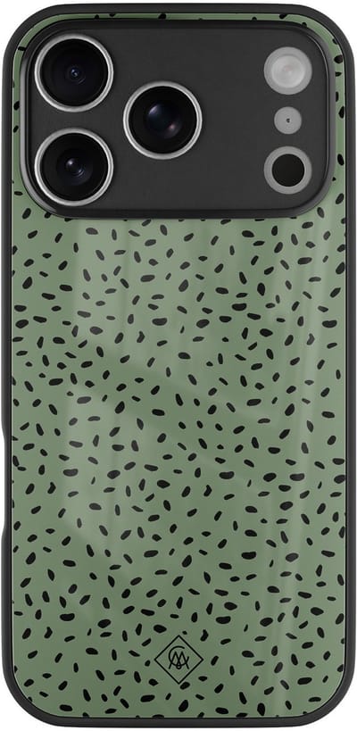 Casimoda® hoesje - Geschikt voor iPhone 17 Pro Max - Green Confetti - Luxe Hard Case Zwart - Backcover telefoonhoesje - Groen
