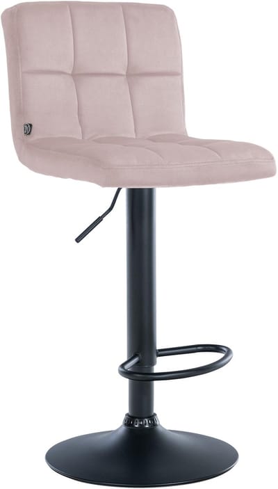 CLP Peru Barkruk - Met rugleuning - Voetsteun - Fluweel - Velvet - zwart/roze