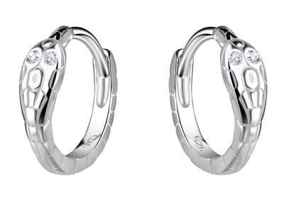 Joy|S - Zilveren slang oorringen - 11 mm / 2.5 mm - zirkonia - sterling zilver 925