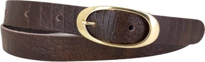 Dames Riem | Vrouwen Riem | Leren Riem | Lederen Riem | Kleur: bruin | Gouden Gesp | 2,5cm breed | Riemmaat: 95cm (totale lengte: 110cm) | 100% echt leer | Nikkelvrije gesp