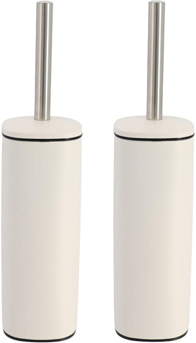Tendance Toilet/badkamer toiletborstel met houder - 2x - Elegance - wit - 9 x 39 cm