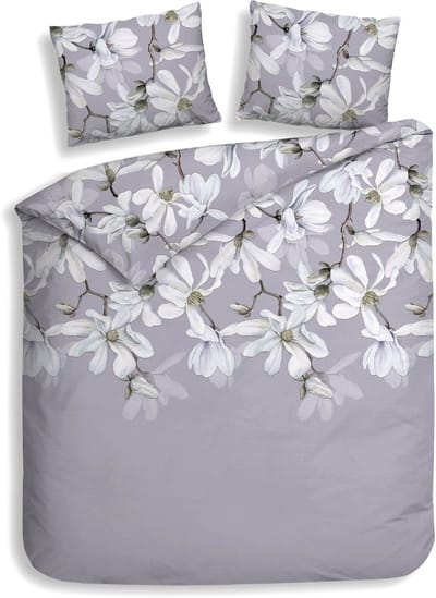 Heckettlane Dekbedovertrek Stacey - Bedlinnen met Bloemen print - 260x200-220 cm - Paars - Dekbedovertrek van 100% Katoen-Flanel