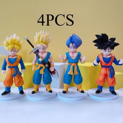 4 Stuks Anime Dragon Ball Jonge Son Goku Son Gohan Trunks Gotenks Staand Verzameling Model Speelgoed Cadeauset Actiefiguur PVC Premium Kwaliteit