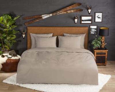 Good Morning dekbedovertrek effen kleur - 1 persoons 140x200/220 cm - Zand - 100% Katoen flanel