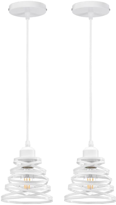 2 Stuks Moderne Hanglamp Woonkamer E27 Plafondlamp Industriële Kroonluchter voor Slaapkamer Wit