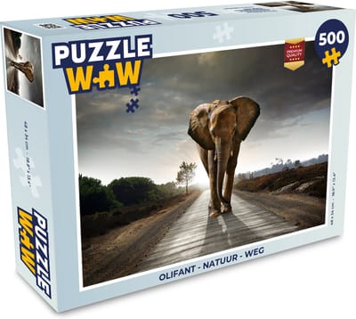 Puzzel Olifant - Natuur - Weg - Legpuzzel - Puzzel 500 stukjes