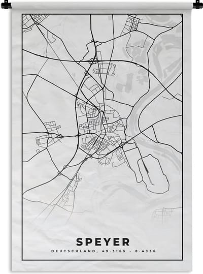 Wandkleed - Wanddoek - Speyer - Plattegrond - Stadskaart - Kaart - 120x180 cm - Wandtapijt