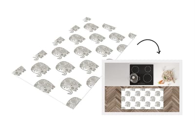 Keukenloper - Loper keuken - Doodle - Olifant - Design - 120x60 cm - Keukenloper vinyl