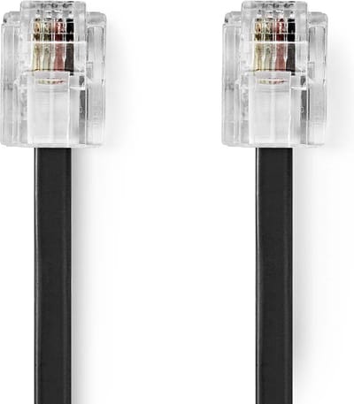 Nedis Telecomkabel | RJ11 Male | RJ11 Male | 2.00 m | Design kabel: Plat | Kabeltype: RJ11 | Zwart