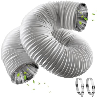 Flexibele PVC- en aluminium afvoerslang 100mm, 6m met roestvrijstalen slangklemmen voor airconditioning
