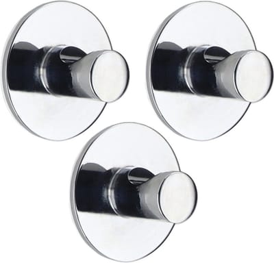 Tendance Plakhaakje rond - 3x stuks - Diameter 4 cm - Zelfklevende ophang haakjes - zink - zilver - keuken/badkamer haken