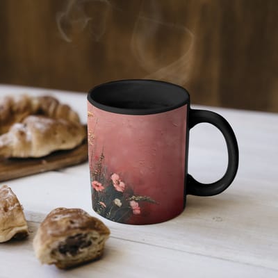 Magische Mok - Foto op Warmte Mokken - Koffiemok - Bloemenboeket - Fijne details - Roze - Magic Mok - Beker - 350 ML - Theemok