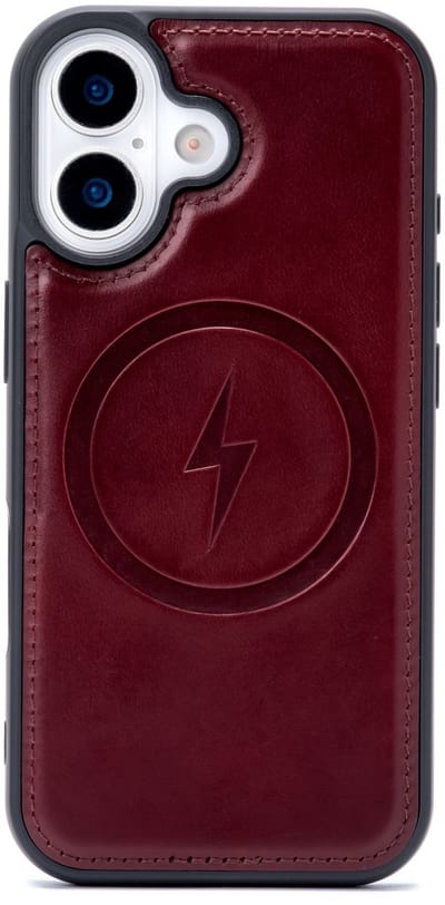 Casemania Echt Leren Hoesje Geschikt voor Apple iPhone 17 - Burgundy Red - Geschikt voor MagSafe - Leer Back Cover