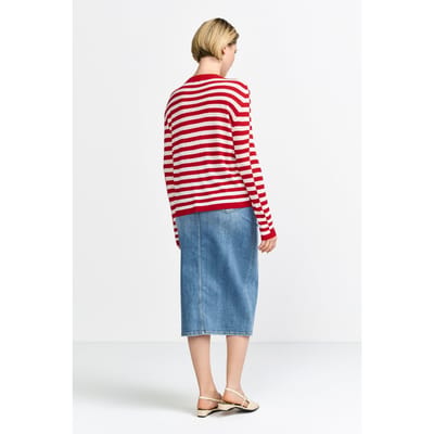 Rich & Royal Superlight Crew Striped Sunset Red Size: XS | Long-Sleeved Tops Outlet | Dames | Rood