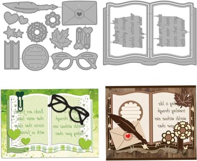 Metal Cutting Dies - Stencils Snijmallen - Papier Ambachten Maken - Literair Boek Ontwerp - 141x98mm - Zilver