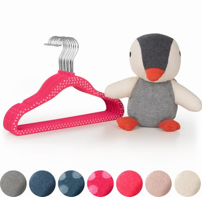 Laleni Fluwelen Kledinghangers Kinderen - Kleerhangers Peuter - Roze Gestipt - Set van 50