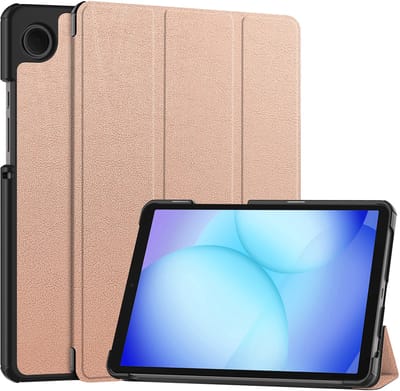 Hoesje - Geschikt voor Samsung Galaxy Tab A11 / A9 - Dun & Stevig - Hardcover Book Case - Trifold Bookcase Hoes - Hard Cover - Tablethoes - Rosé goud