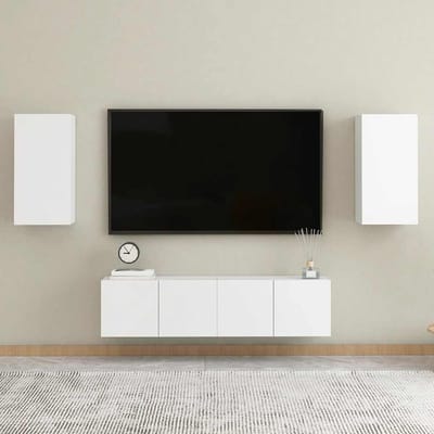 vidaXL - 4-delige - Tv-meubelset - bewerkt - hout - wit