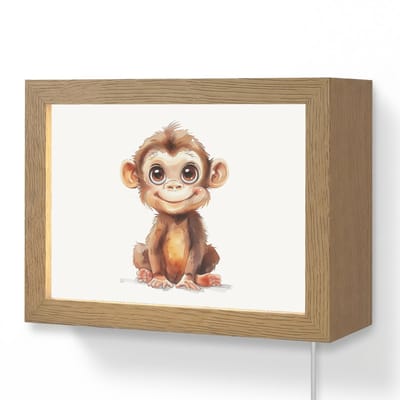 Wandlamp 20x15 cm - Oplaadbaar - Aap - Baby - Jungle dieren - Wandlampen binnen woonkamer - Slaapkamer lamp met kabel - Decoratieve nachtlamp - Vloerlamp snoer